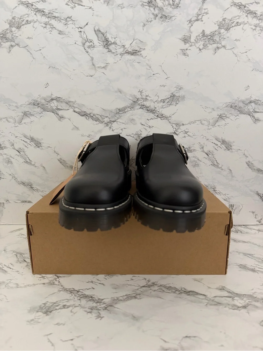 Dr. Martens Polley Bex Black Leather T-Bar Platform Shoes Preppy Women’s Size 12